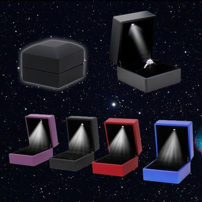 Wedding Gift With LED Light Black LED Light Ring Box Engagement Ring Box Earrings Case Jewelry Ring Box