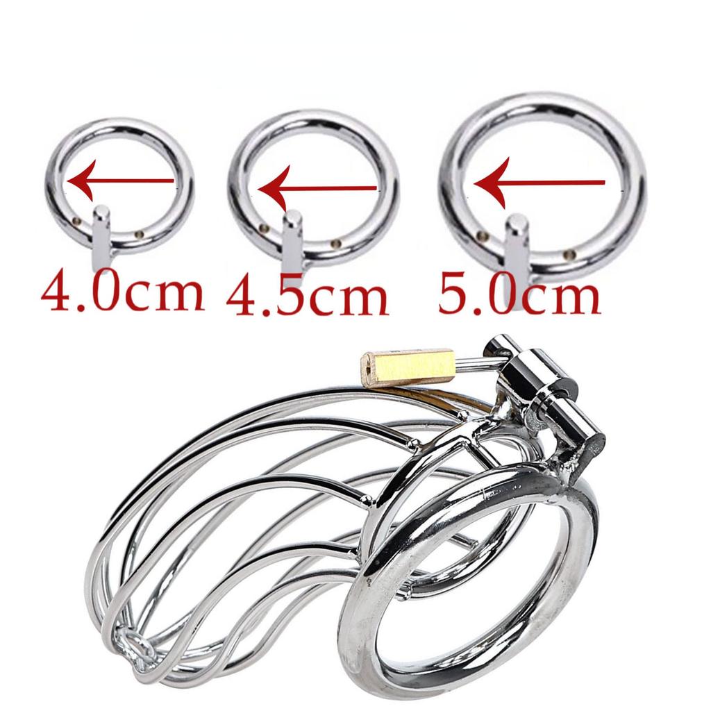 Cock Cage Sex Toys for Men Lockable Stainless Steel Penis Cock Ring Sleeve Lock Male Chastity Belt