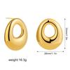 Creative Gold Plated Stainless Steel Round Geometric Earrings for Women Statement Geometric Studs Fashion Jewelry Waterproof