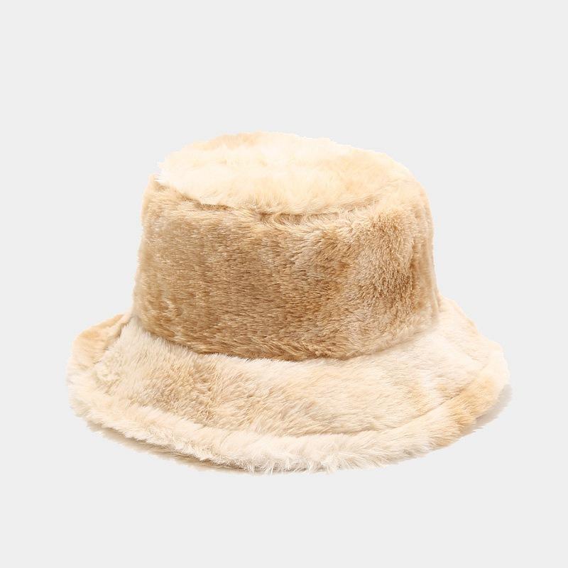 New Cute Girl Rainbow Plush Fisherman Hat Children Winter Small Fresh Warm Basin Hat Tide