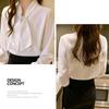 [SYitong] JFashion Bow Tie Blouse, Fresh and Flowy Blouse with Ribbon, Long Sleeved, Stylish, Office Casual Chiffon Blouse, Spring Clothing, Ribbon Bl