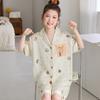 Girls Ice Silk Pajama Set Short Sleeve Cartoon Print Sleepwear 8-14 Years Old Kids