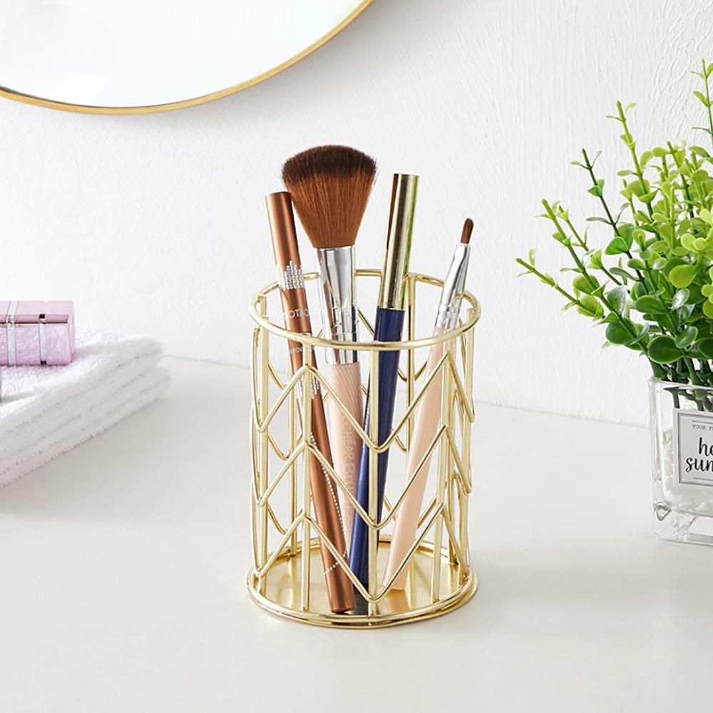 Cosmetics Makeup Brushes Storage Box Cylindrical Case Storage Lipstick Brush Pen Holder Organizer Wrought Iron Pen Storage