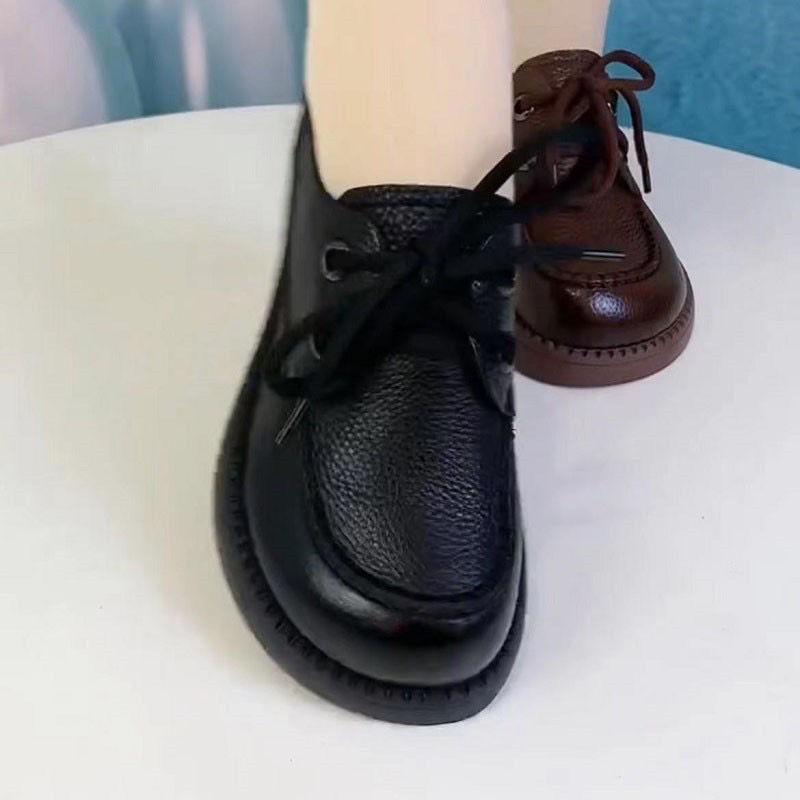 

Women s Genuine Leather Soft Sole Loafers - 2025 New Casual Cowhide Shoes 40 чёрный