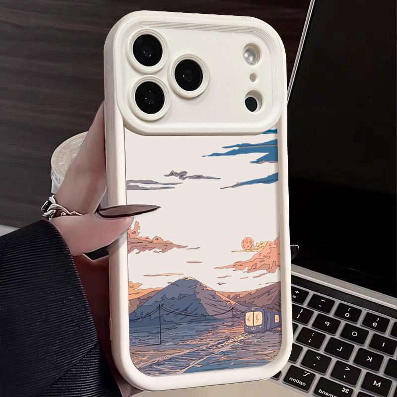 Mountain Train Pattern TPU Phone Case For iPhone Air 16e 17 16 15 14 Pro Max 13 12 Pro 15 16 Plus Shockproof Soft Silicone Cover