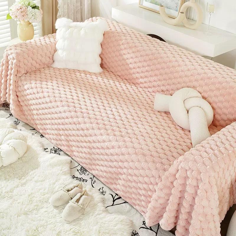 Sofa Cover Towel Thick Warm Rabbit Plush Non-Slip Sofa Cover All-Inclusive Universal Simple Sofa Cover Full Cover Blanket