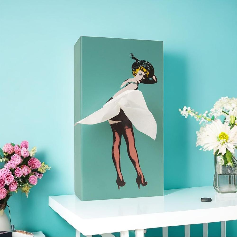 Flying Skirt Girl Tissue Box Retro Tissue Box for Fun Decorative Ornaments, Blue