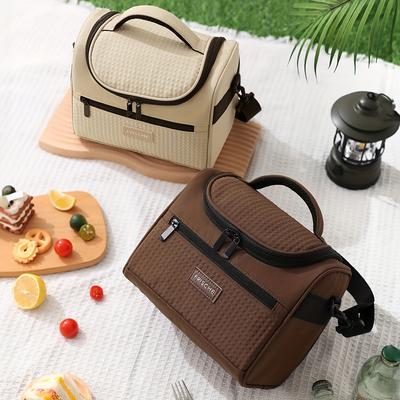 Large Capacity Insulated Lunch Bag with Multi-Layer Zipper, Waterproof Polyester Lunch Tote Thermal Insulation Bag