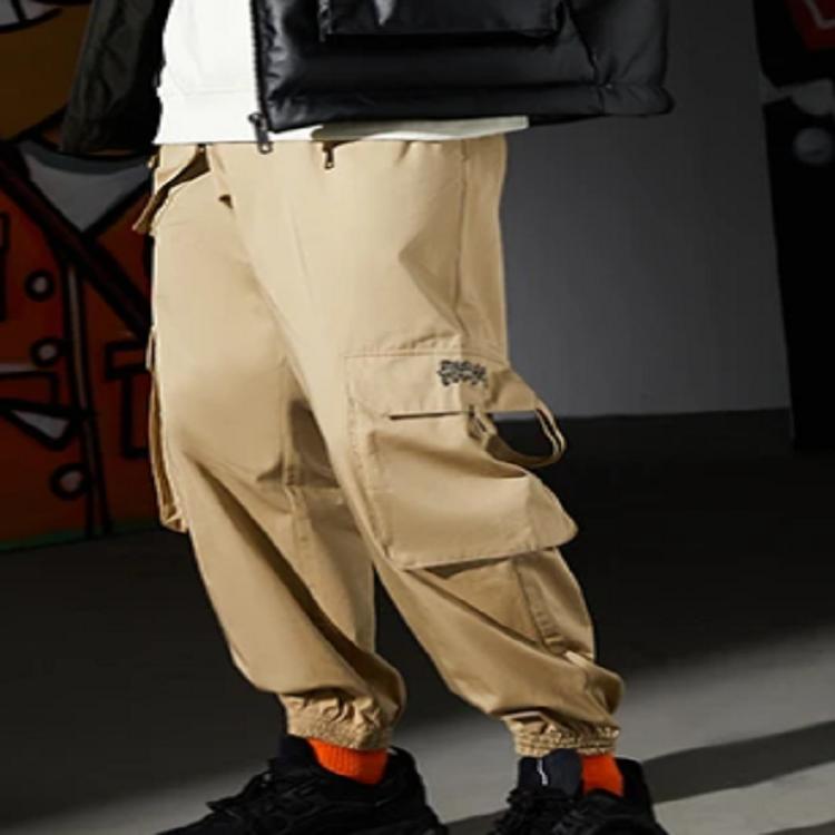 Li-Ning Badfive Changan Youth Embroidered Logo Loose Tapered Casual Pants Men Bottoms Khaki AKXR619-2