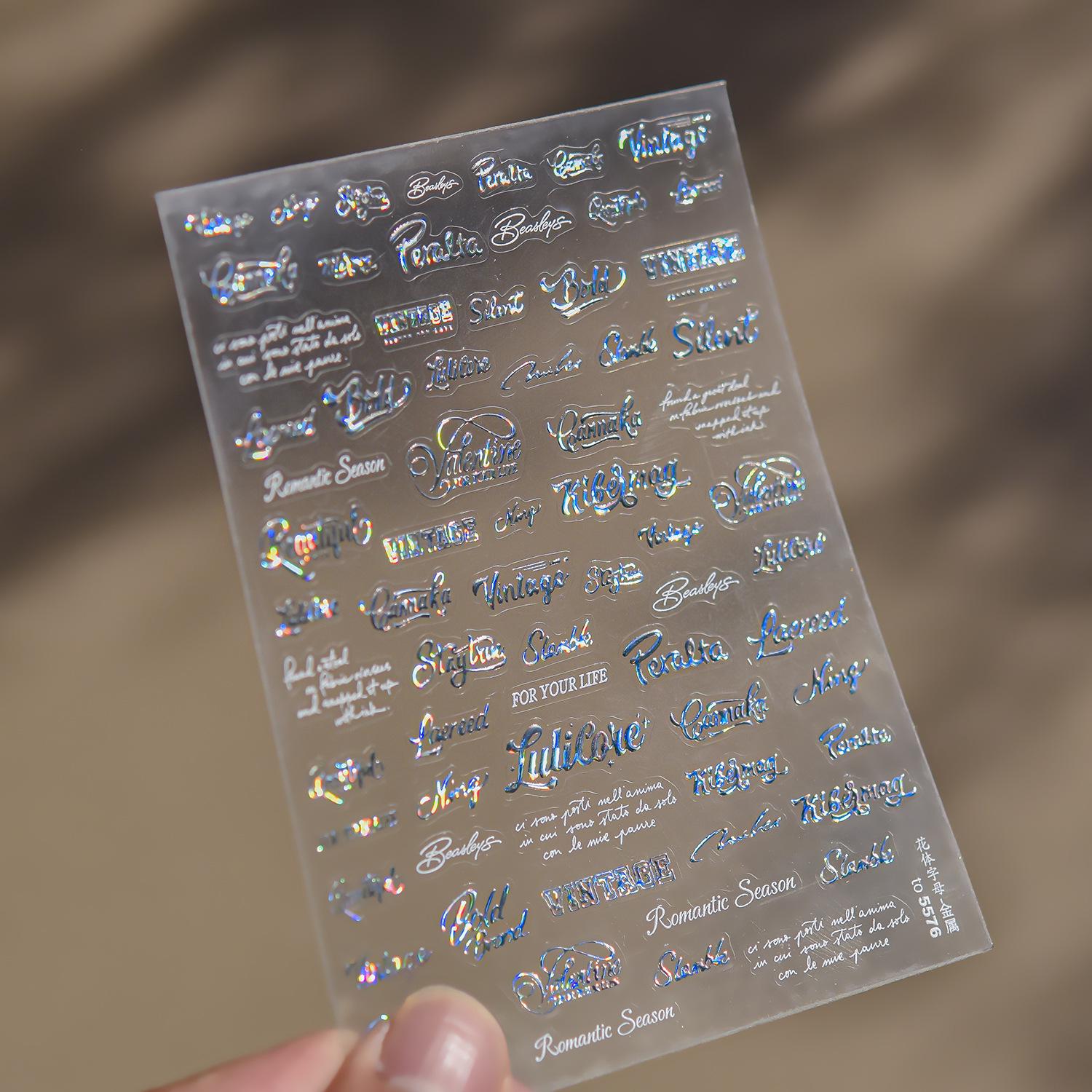 

Модні лазерні наклейки для нігтів Tomoni: Сучасний простий декоративний шрифт з літерами