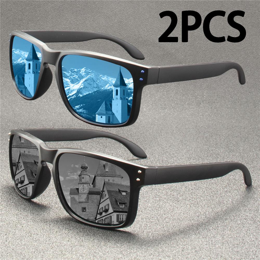 2PCS  New Polarized Glasses Men Women Fishing Glasses Sun Goggles Camping Hiking Driving Eyewear Sport Sunglasses