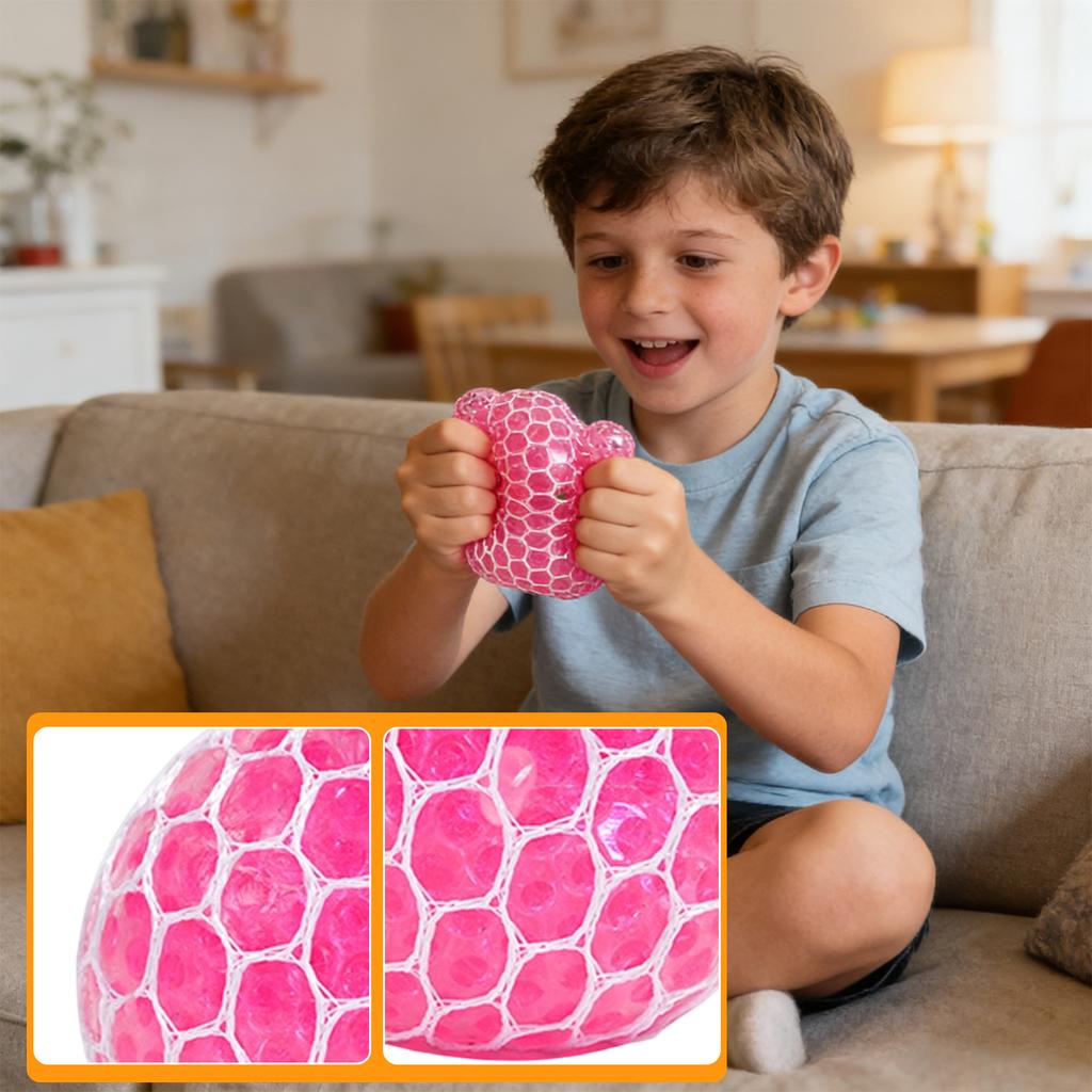 1 Stück weicher Trauben-Netz-Stressball, Dekompressionsball, Stressabbau, sensorischer weicher Ball, Handübungs-Elastikball (Zufällige Farbe)