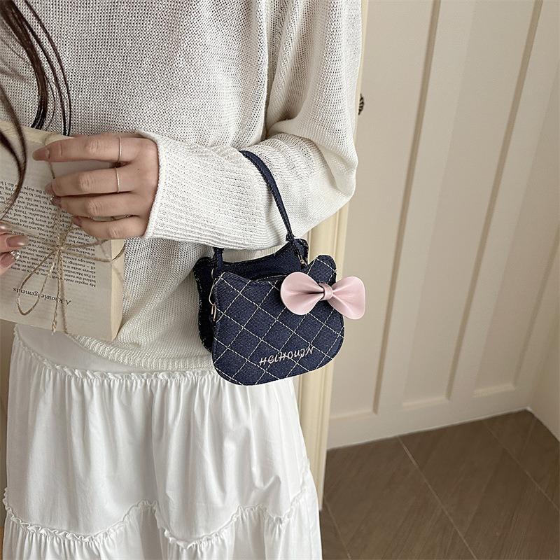 Trendy New Cat Small Bag Girl Niche Diamond Cute Shoulder Messenger Bag Bow Bag