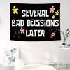 VIKAMA Several Bad Decisions Later Floral Tapestry Black Boho Wall Hanging with Cute Flowers for Bedroom Dorm Decor