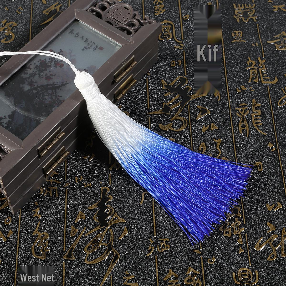 

Ханфу в древнем стиле с градиентной кисточкой, лацканный кулон, закладка - ручная работа, бисерный DIY аксессуар Tassel part approx. 13cm, 1 pc/pack королевский синий