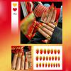 24 Pcs Fake Nails Flame Pattern Acrylic False Nails Set with Glue Women