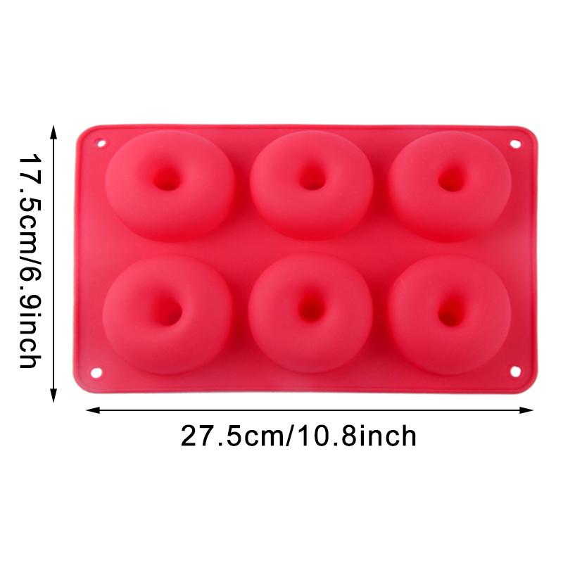 6 Cavity Donut Mold Silicone Non-stick Baking Tray Heat-resistant Reusable Folded Donuts Maker Colorful Soft Dessert Making Tool