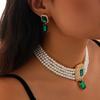 Fashionable Imitation Pearl Necklace Set Light Luxury Geometric Alloy Multi-layer Collarbone Chain