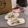 Dissolved thick-soled canvas slippers women's summer wear 2025 new fashion Internet celebrity explosion lazy high-end sandals