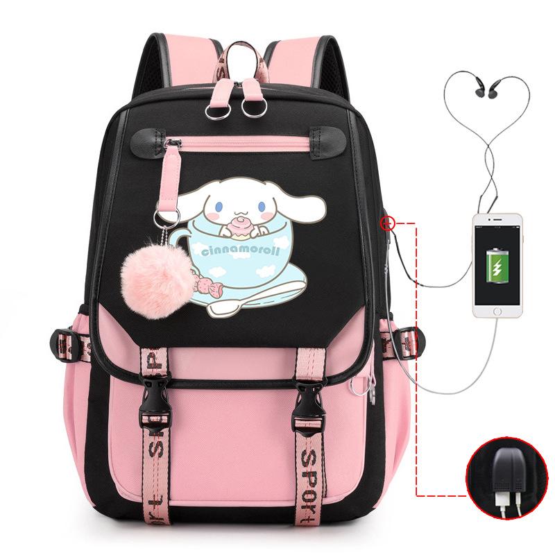 Pies z Dużymi Uszami Plecak Szkolny Męski i Damski Plecak dla Ucznia Szkoły Średniej Gimnazjum Styl College'owy Pasek do Plecaka Plecak Wielofunkcyjny USB