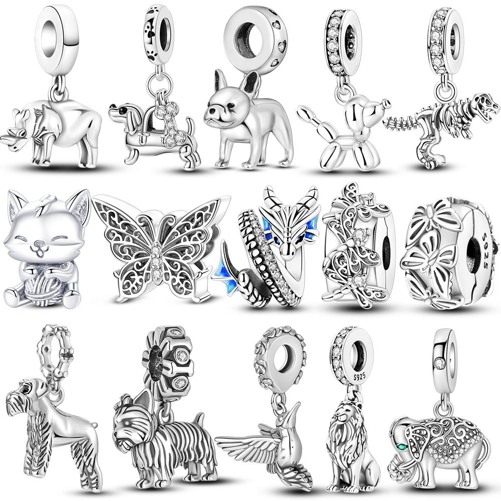 New In Original Charms Beads Pendant Copper Dog Cat Firefly Butterfly Dragonfly Charm For Woman Jewelry Making Diy