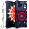 For iPhone 16 Pro Bumper Case Kickstand Aluminum Alloy Magnetic Phone Cover with Wrist Strap