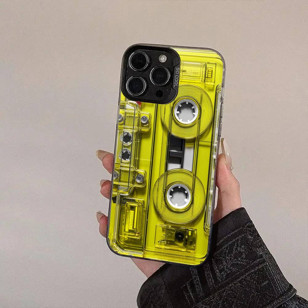 Vintage Cassette Tape Retro Style Colorful Silver Cover Phone Case For IPhone 17 16 Pro Max 15 Pro 14 Plus 11 12 13 X XS Max XR