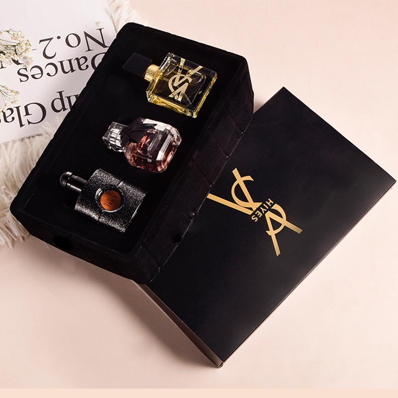 Set de Regalo de Perfume para Mujer Set de 3 Piezas: Fragancia Duradera, Revierte el Cabello Negro, Fresco y Natural