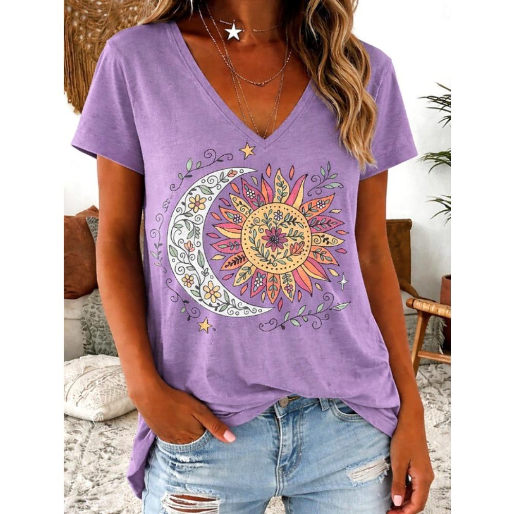 Camiseta de Verano para Mujer Estampado Vintage Manga Corta Camisetas Casuales Tops Estampados