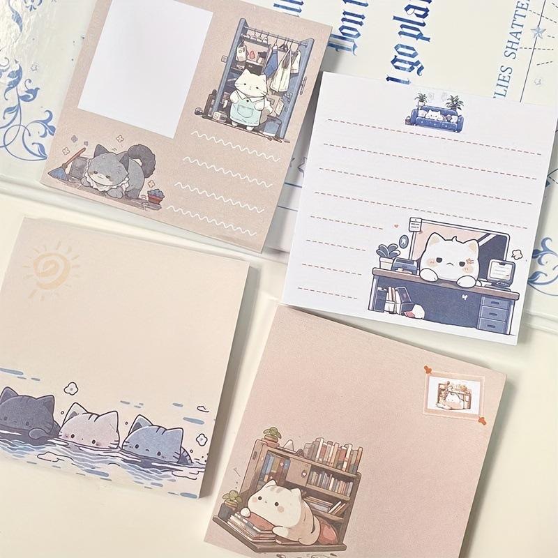 4pcs 50sheets Original Design Japanese Cat Cute Post Notes Cartoon Girl Student Sticky Note Memo Notes Material Book School