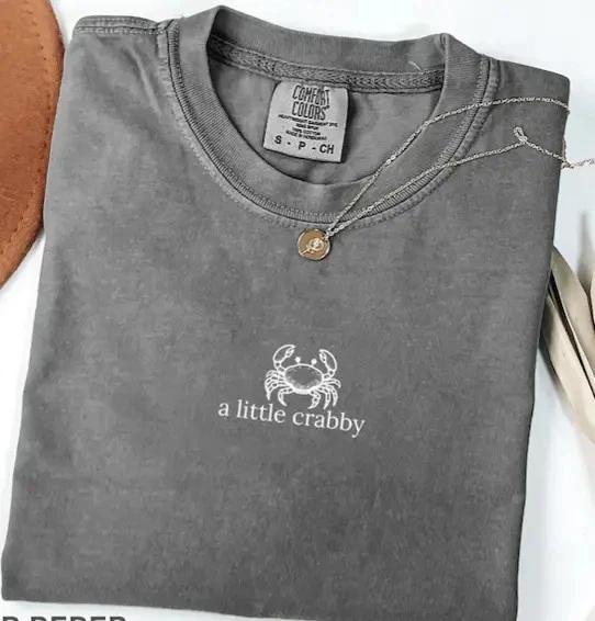 A Little Crabby Shirt Funny Beach Meme Summer Tee 2XL