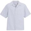 SS24 Striped Cuban Collar Single-Breasted Short Sleeve Shirt Men Shirts Blue CR481-BLM