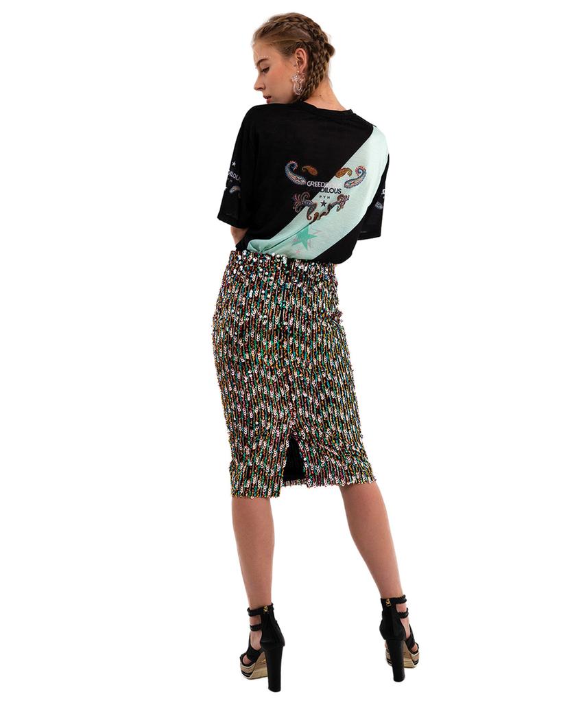 GREEDILOUS Green Diagonal Line T-Shirt