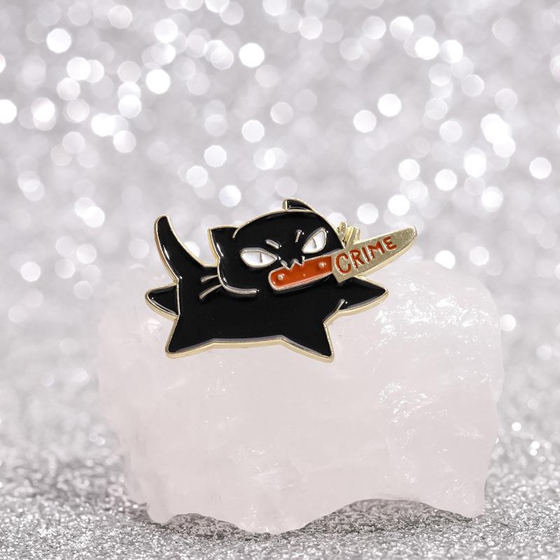 Cat Charming Brooch Stylish Alloy Pin With Playful Cartoon Character Design