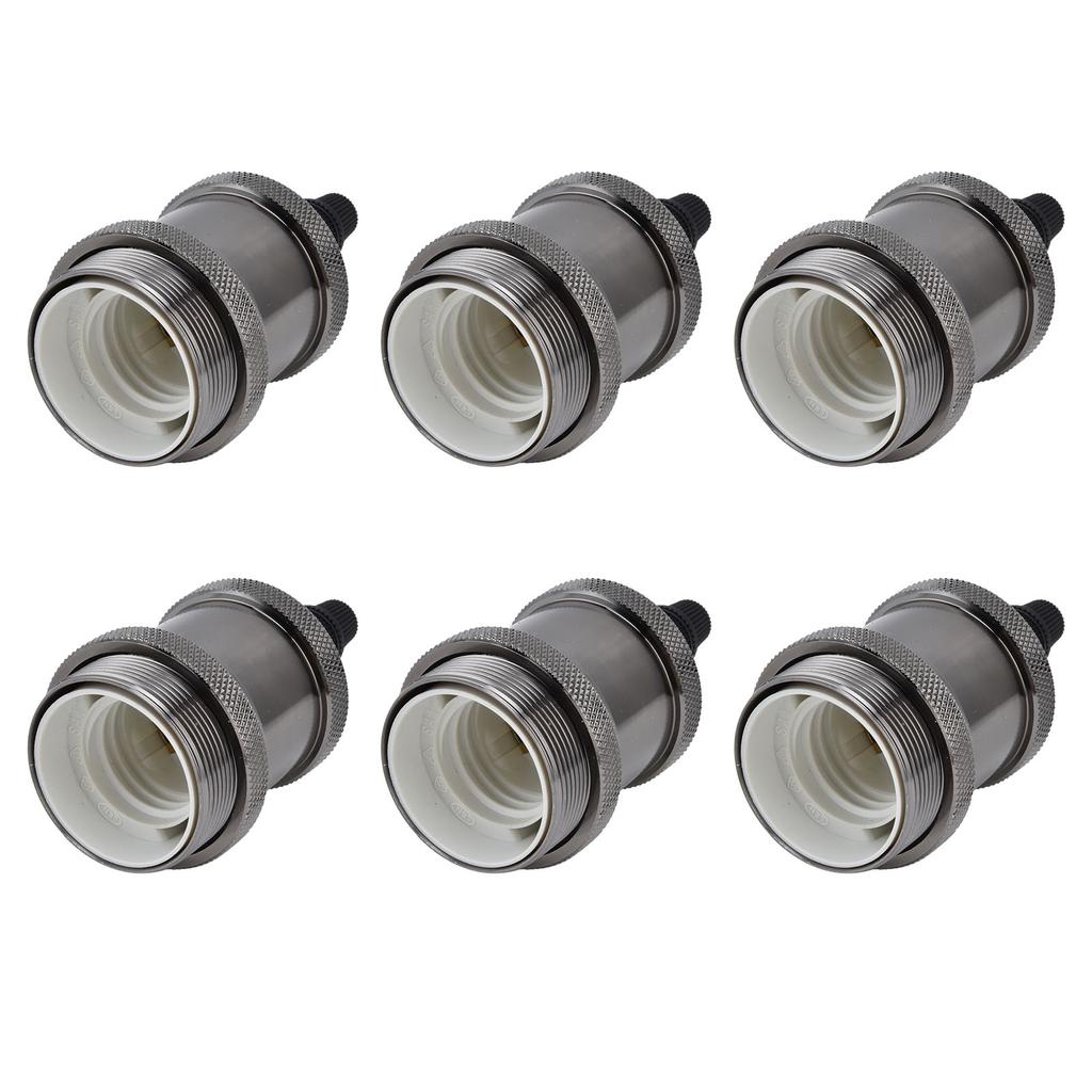 6 Stück Lampenfassung Metall E26 E27 Schraube Retro Beleuchtung Sockel Zubehör mit Erde Aluminium