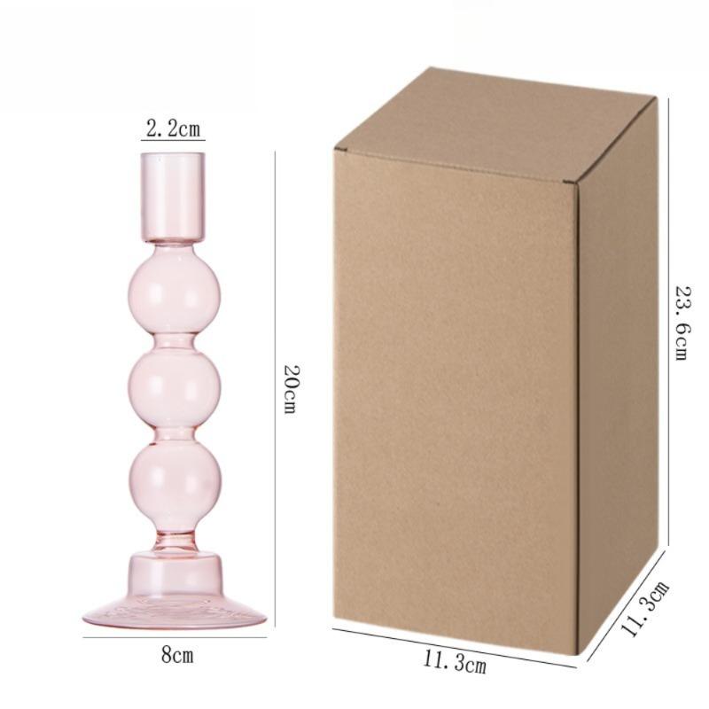 Nordic Glass Candle Holder Colorful Candy Color Translucent High Glass Candle Stand for Birthday Wedding Room Party Home Decor