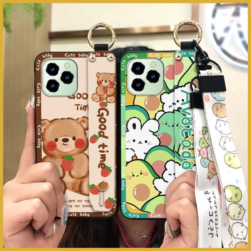 Durable Kickstand Phone Case For Oukitel C21 Pro Wrist Strap Dirt-resistant Phone Holder Cartoon Cute Fashion Design