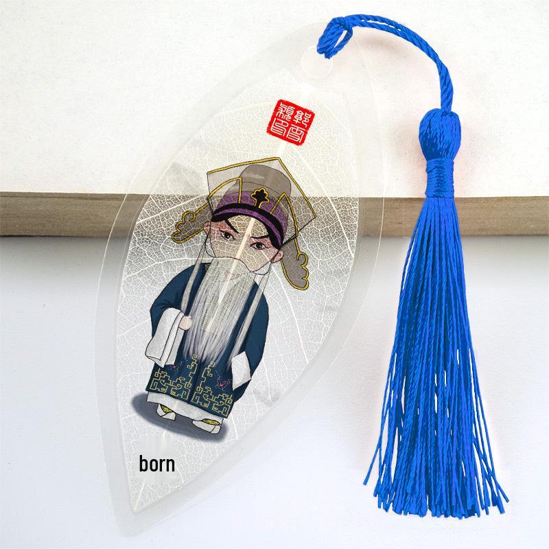 Peking Opera Leaf Vein Bookmark: Cute, Creative Cartoon Design for Students & Teachers – Perfect Mid-Autumn Festival Gift