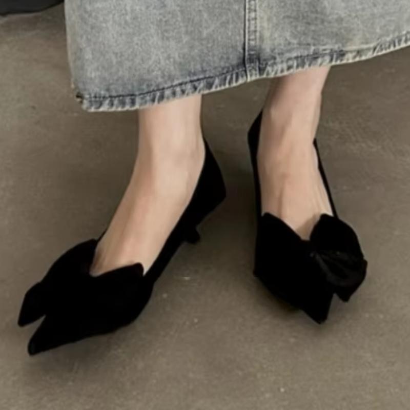 Fashion Shoes Female New Slip on Women's High Heels Fashion Dress Pumps Women Bow Tie Pointed Toe Thin Heels Solid Shoes Women Zapatos