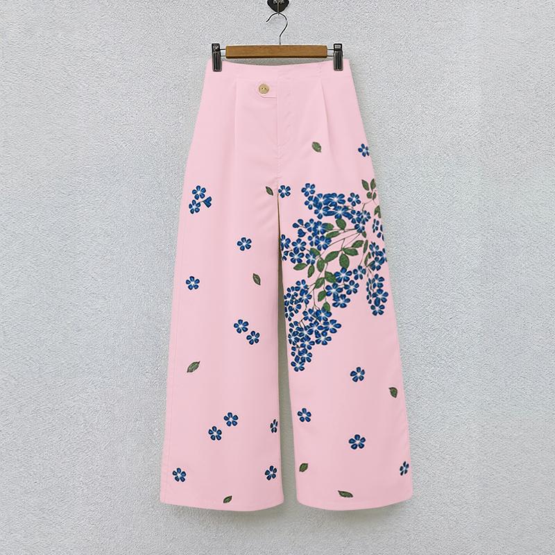 ZANZEA Womens Loose Casual Print Straight Pants