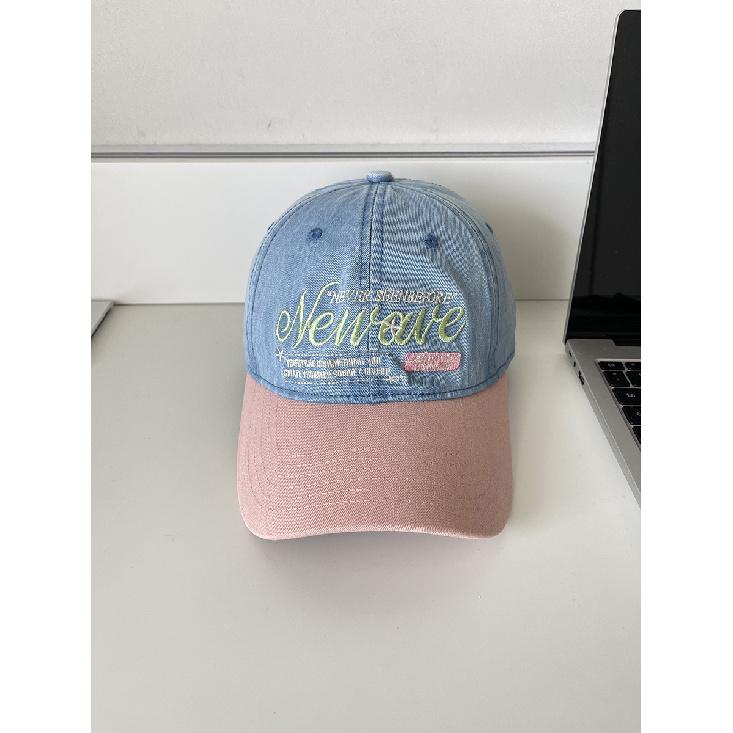

Korean soft-top, deep and wide brim denim color-block baseball cap for women, makes the face look smaller, sun protection and sunshade duckbill cap M（56-58cm）