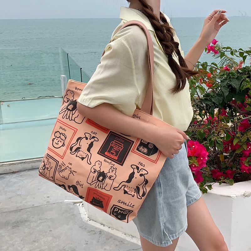 

Fumate Women s Canvas Tote Bag Set with Upside-Down Cat Print