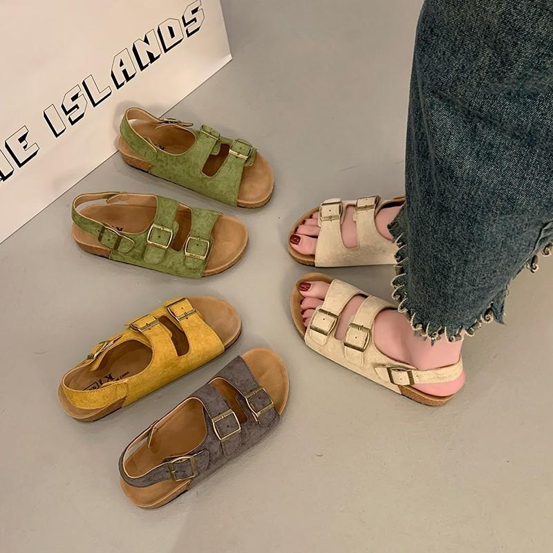 

Cowhide version~ Cork platform sandals women s new cool slippers women s fashion 35