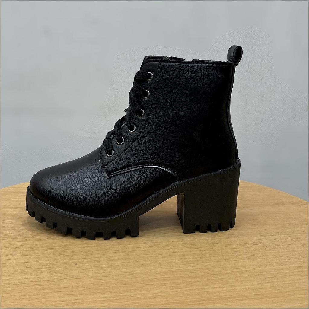 French one-pedal waterproof table short fashion boots high heel dopamine spring and autumn winter new elegant