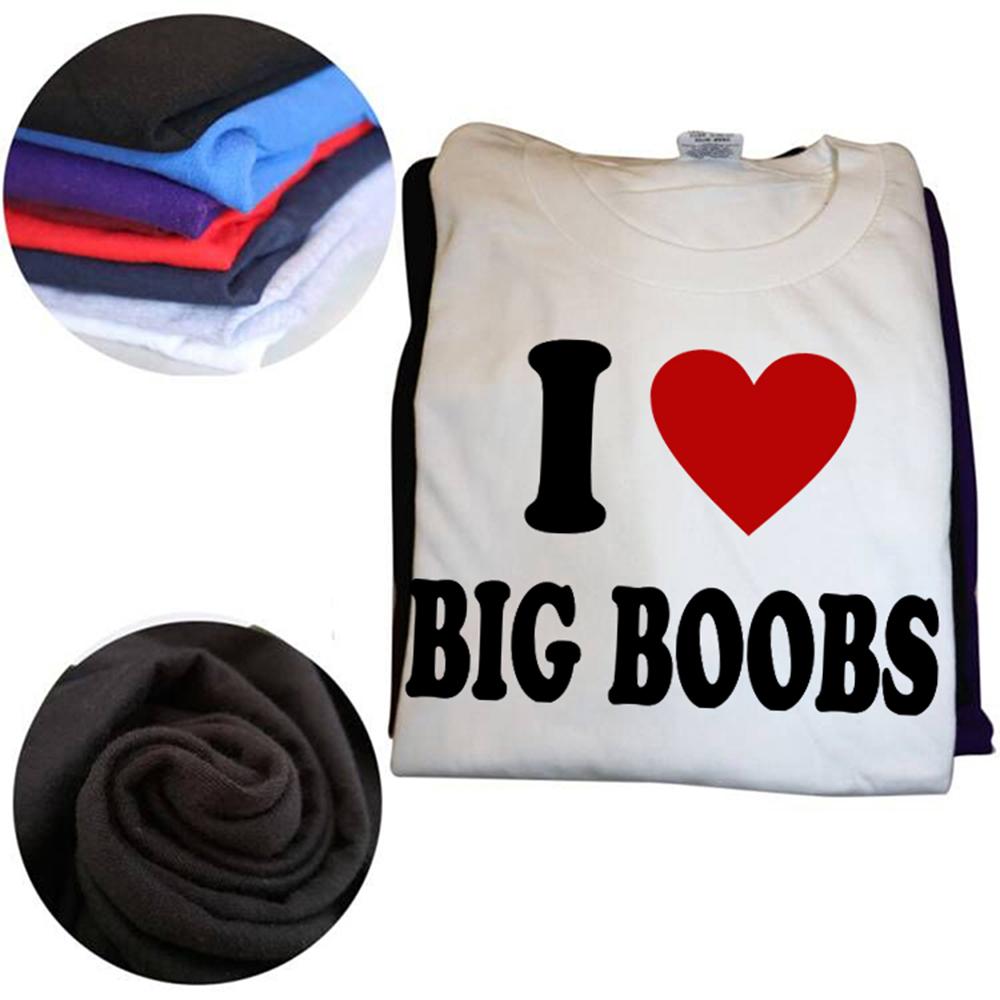 Ich liebe große Brüste Lustiges bedrucktes T-Shirt Humor Erwachsenenwitze Kleine Brüste Großes Herz T-Shirt Kurzarm Lässig Weich Streetwear T-Shirts