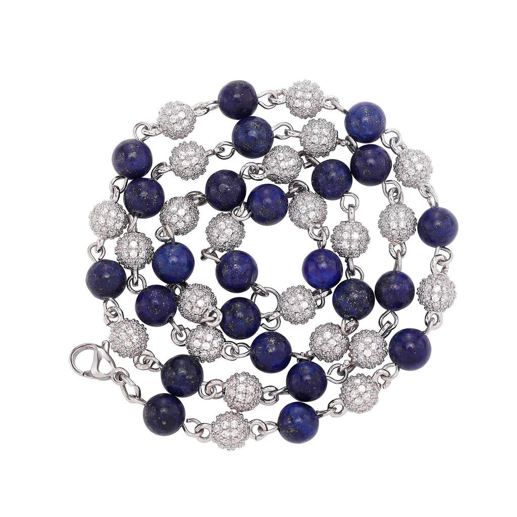 Lapis Lazuli and Zircon Choker Necklace - Hip Hop Style for Men and Women