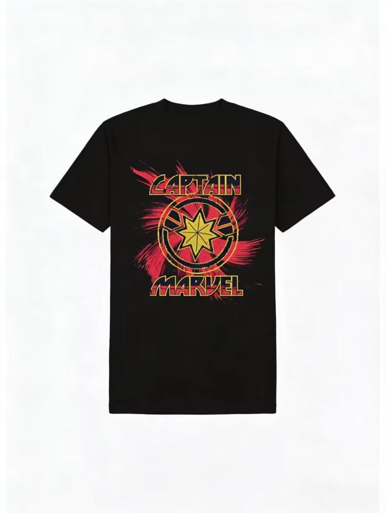 

Marvel 2026 New Captain Marvel Vortex Comic Print Fashion HighQuality Unisexs and Womens Universal ShortSleeved Casual TShirt M