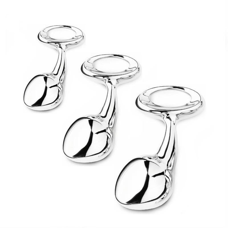 Heavy Stainless Steel Anal Beads Butt Plug Set Small Large Metal Anal Beads Butt Plug Pull Ring Insert Ass Vaginal Sex Toy Dildo