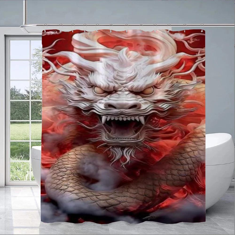 

Chinese Dragon Bathroom Curtains For Houses Rooms Bath Curtain Folding Partition Shower Accessories Bedrooms Waterproof W60H190(CM)-1 Pcs