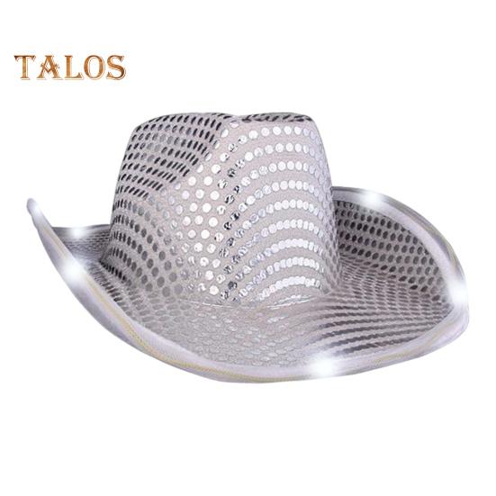 LED Light-Up Cowboy Hat Retro Western Style Luminous 5 Color Available Sunshade Sequin Cap Christmas Party Nightclubs Performance Photo Prop Cap